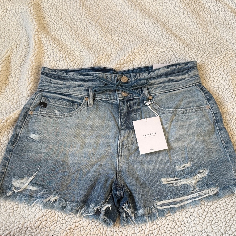 KanCan Light Blue Distressed Jean Shorts